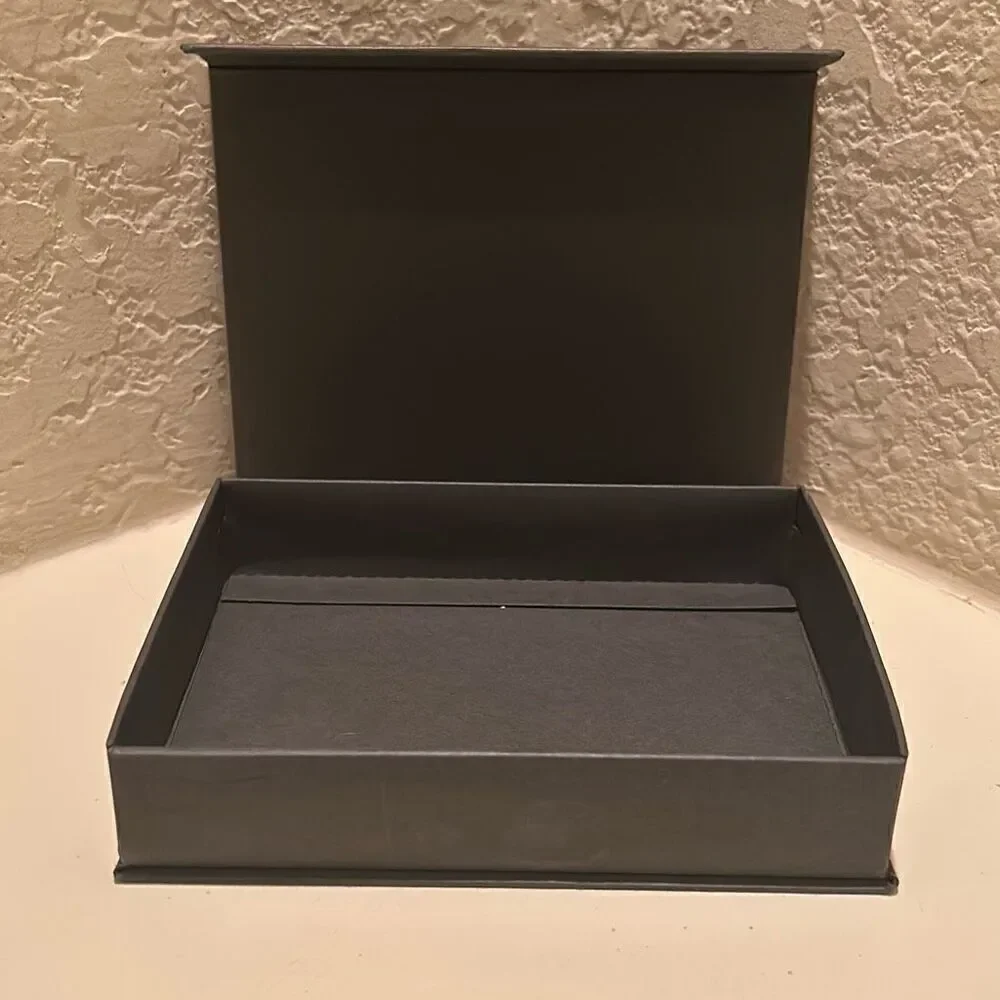 Fendi 6x4.5 Flap Top Lid Gift Box Black Gold Logo Luxury Display Storage